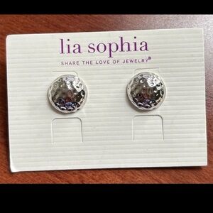 Lia Sophia "Forged" Hammered Textured Silver Tone Stud Earrings - NEW